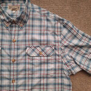 Duluth Trading Co Plaid Shirt Men's Size Large Lightweight Short Sleeves